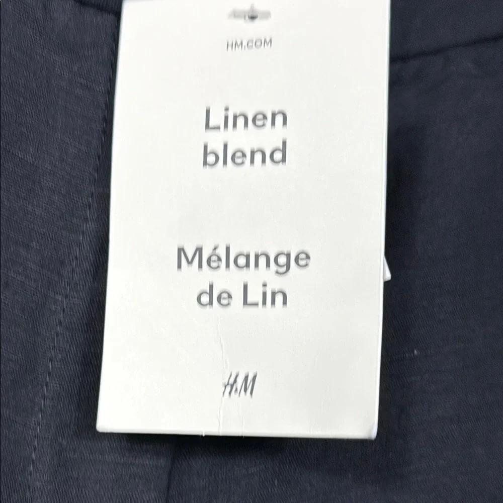 H&M Linen Blend Black Wide Leg Pants